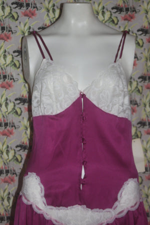 Vintage Intime 1970's Lace Maroon Nightgown Deadstock S