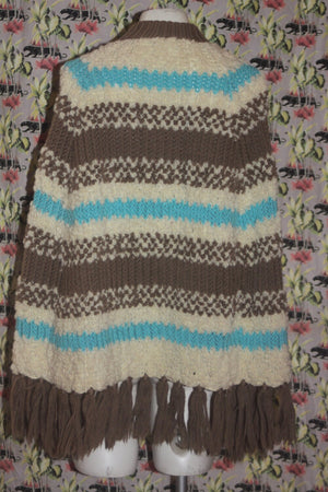 Vintage Wool Striped Knit Shawl Cape