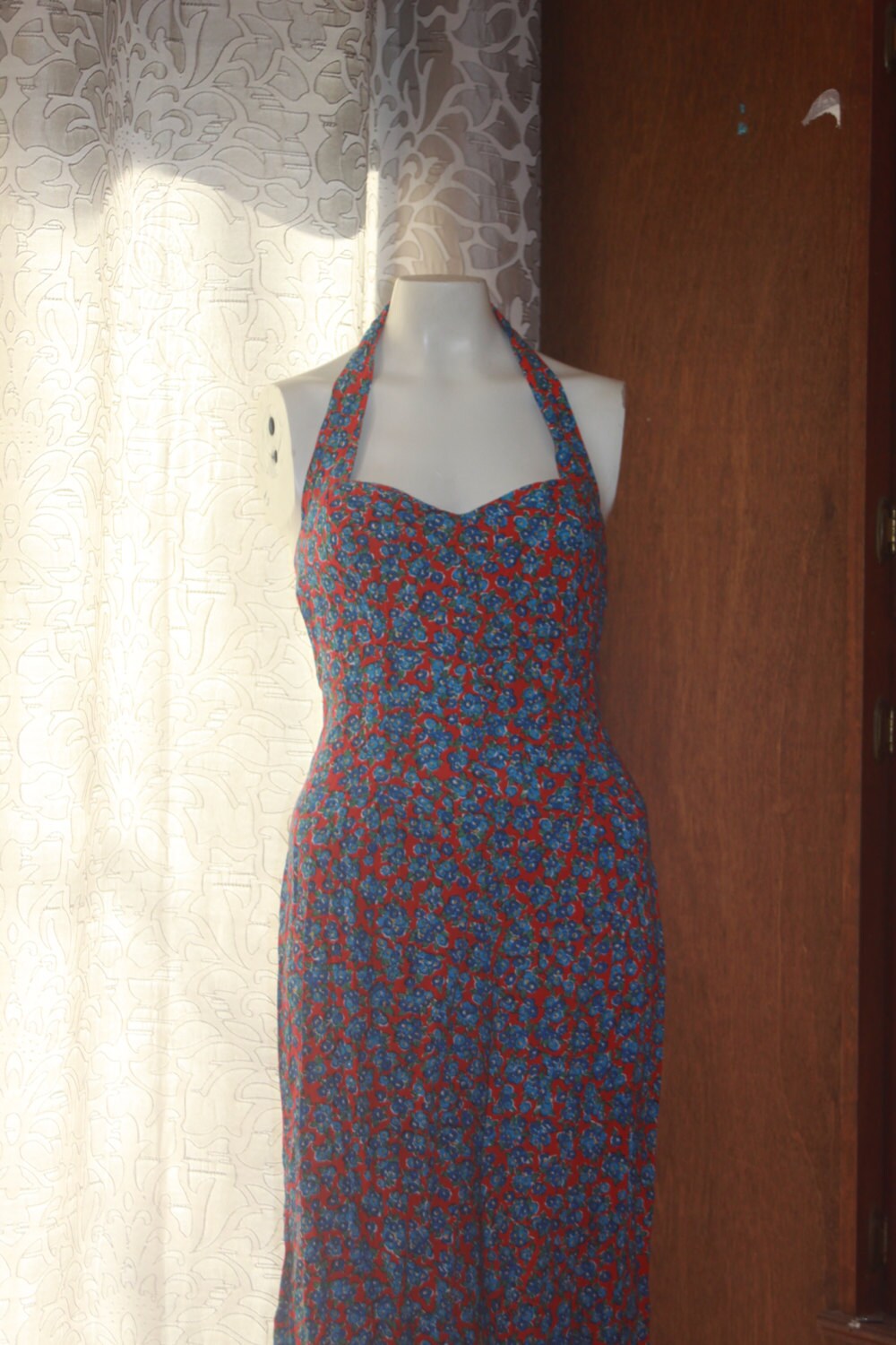 Vintage 1980's D.B.A.-L.A. Red Flower Jumpsuit 9 M