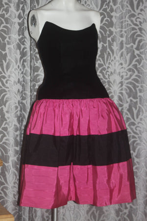 Vintage 80's Lillie Rubin Party Prom Velvet Dress S 4