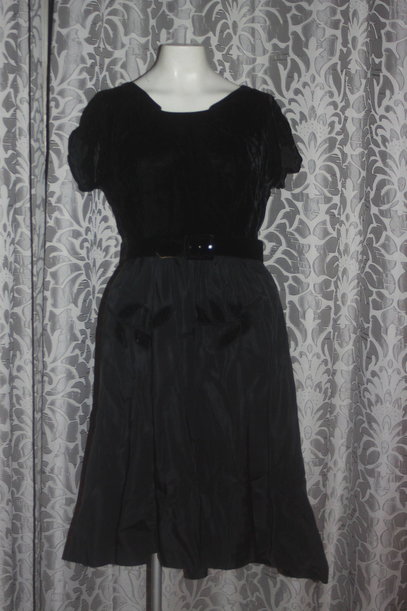 Vintage Jonathan Logan 1950's Black Velvet Party Dress S