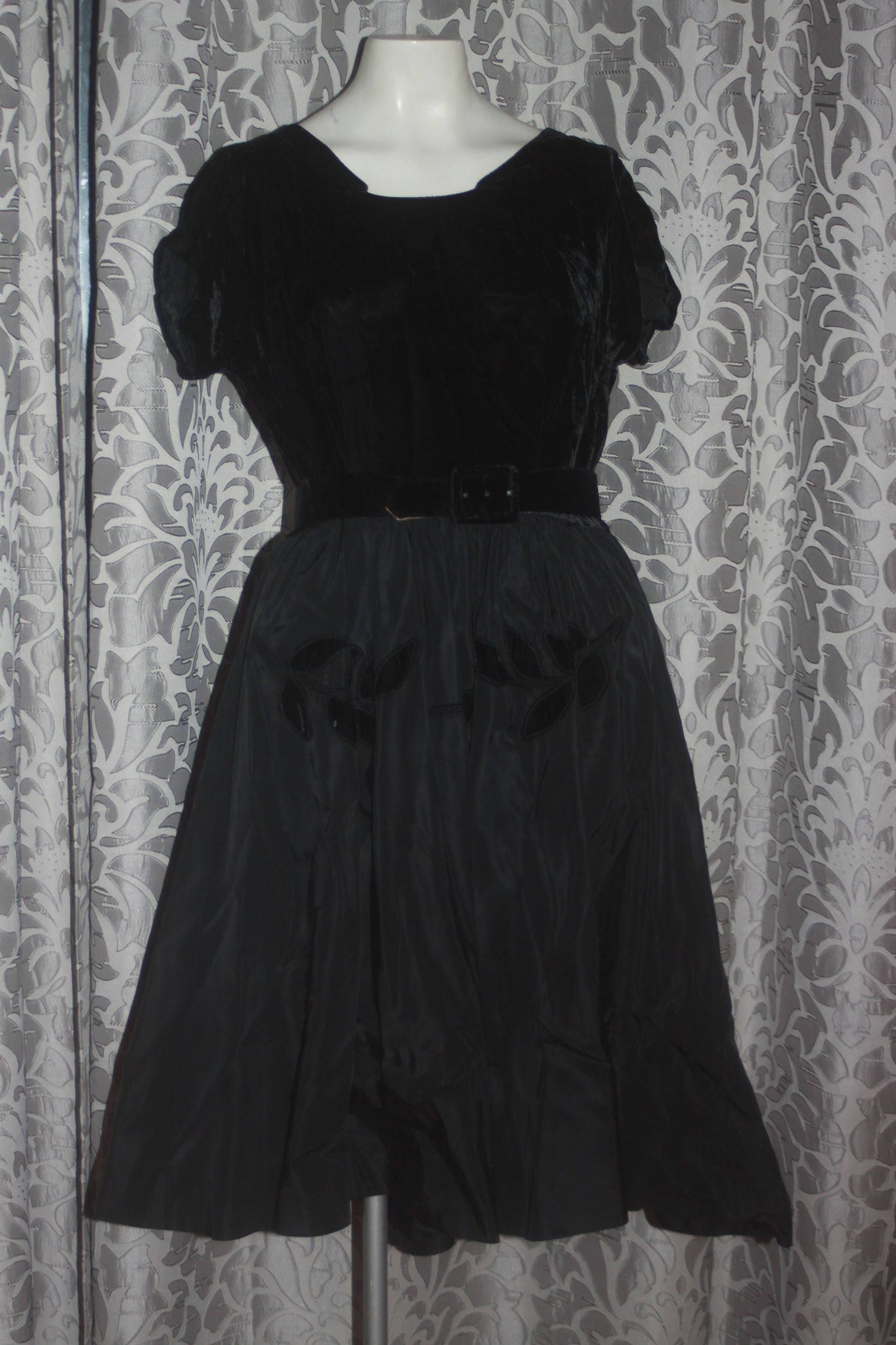 Vintage Jonathan Logan 1950's Black Velvet Party Dress S