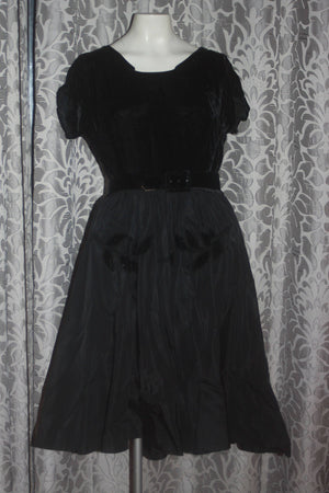 Vintage Jonathan Logan 1950's Black Velvet Party Dress S