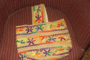 Vintage Kitsch Woven embroidered bag purse 50's 60's