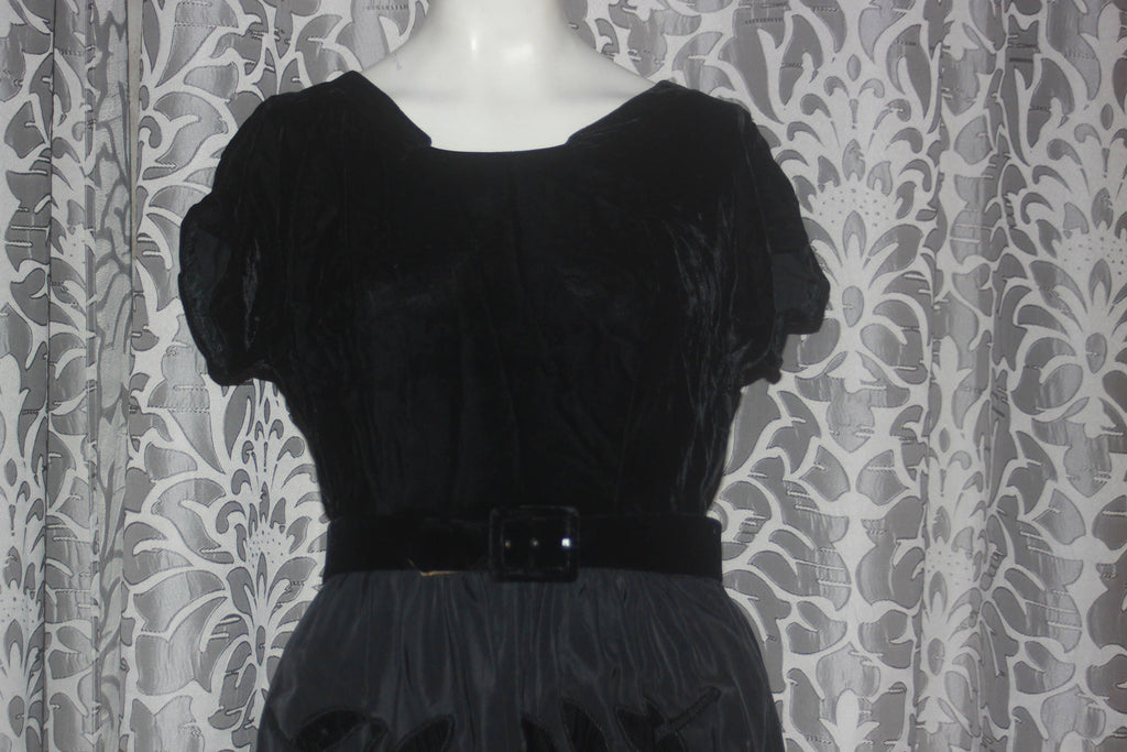 Vintage Jonathan Logan 1950's Black Velvet Party Dress S