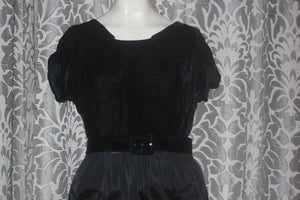 Vintage Jonathan Logan 1950's Black Velvet Party Dress S