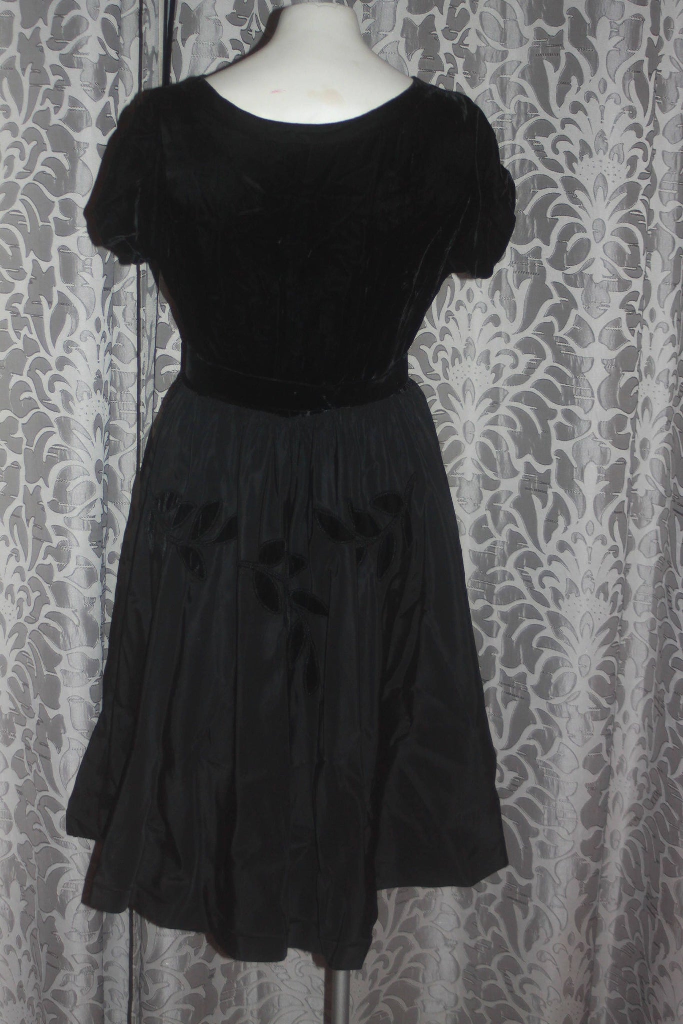 Vintage Jonathan Logan 1950's Black Velvet Party Dress S