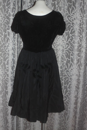 Vintage Jonathan Logan 1950's Black Velvet Party Dress S