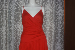 Vintage 80's Red Cotton Jersey Sun Dress Dawn Joy sz S 3/4