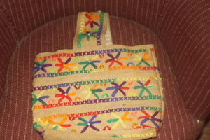 Vintage Kitsch Woven embroidered bag purse 50's 60's