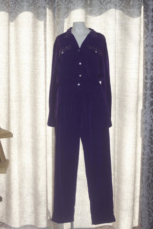 Vintage St Germain Mod 1980's Purple Jumpsuit M