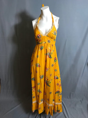 Vintage Hippie Daffy Halter Dress M