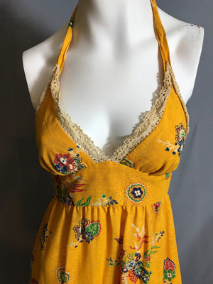 Vintage Hippie Daffy Halter Dress M