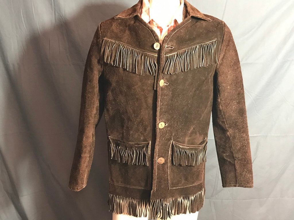 Vintage Leather Tassel Fringe Western Jacket S