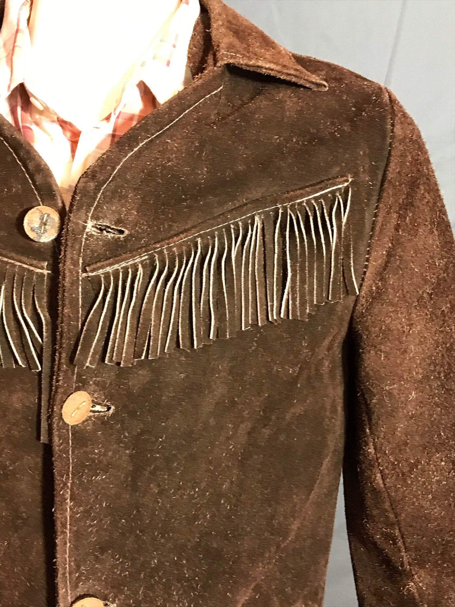 Vintage Leather Tassel Fringe Western Jacket S