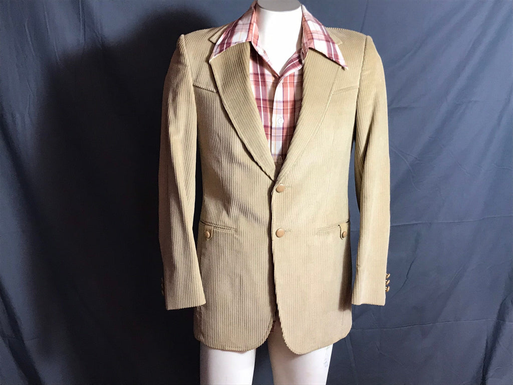 Vintage Tan Corduroy Western Cowboy Sports Coat Jacket