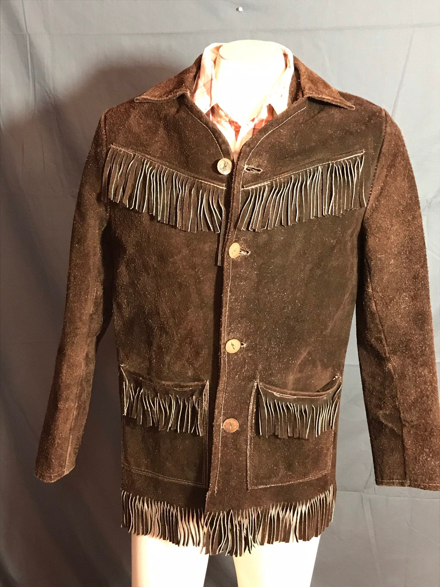 Vintage Leather Tassel Fringe Western Jacket S