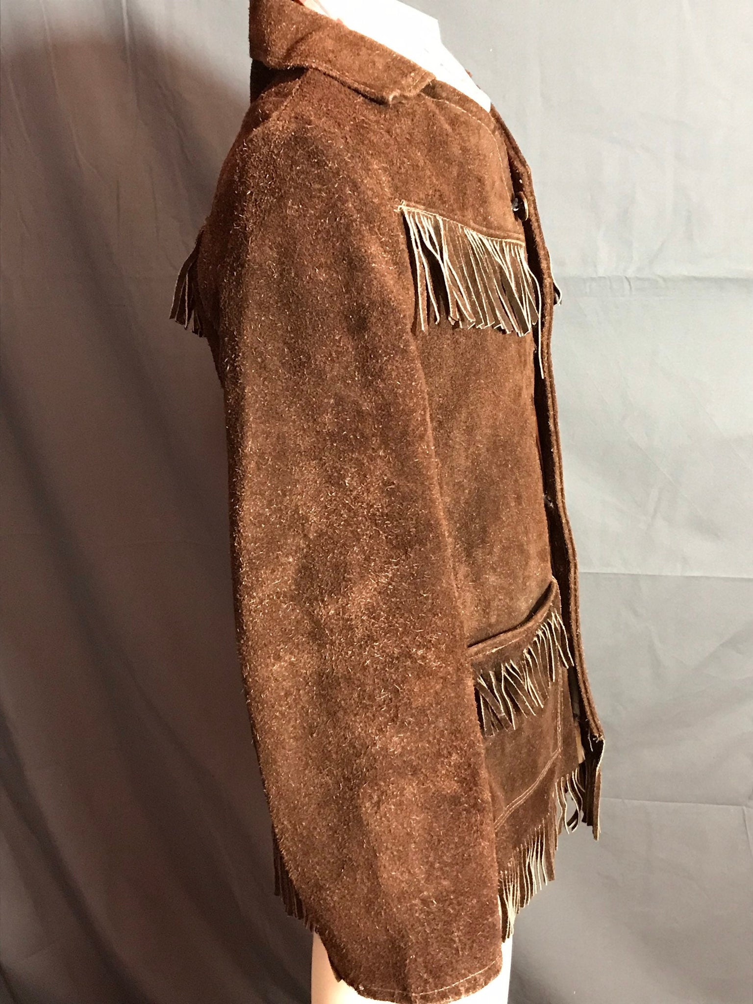 Vintage Leather Tassel Fringe Western Jacket S