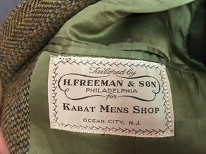 Vintage Green H Freeman & Son Tweed Sports Coat Jacket 42