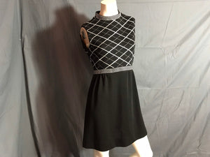 Vintage 1960's Tio Black and Silver Mini Dress 12