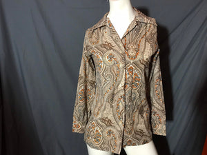 Vintage 1970's Laura Mae Paisley Button up Shirt M