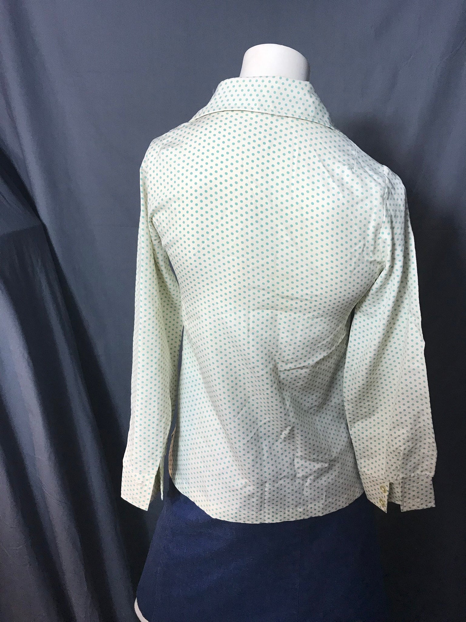 Vintage 1970's Polka dot Blouse Shirt Ellanee 8 M