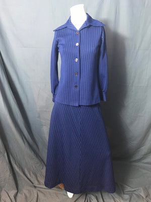 Vontage 1970's Paulines Women's Blue Pinstripe Skirt and Jacket Suit M