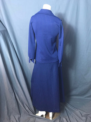 Vontage 1970's Paulines Women's Blue Pinstripe Skirt and Jacket Suit M