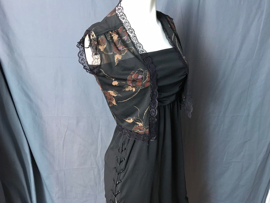 Vintage 1970's Black Disco Dress With Jacket M