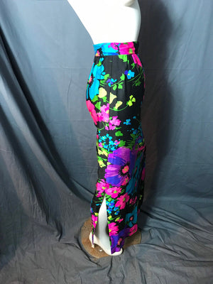 Vintage 1970's 80's Personal Long Bold Floral Skirt S