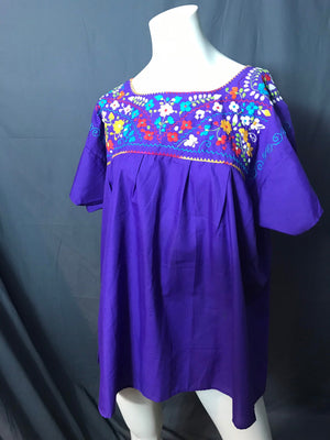 Vintage purple mexican embroidered top blouse xl l