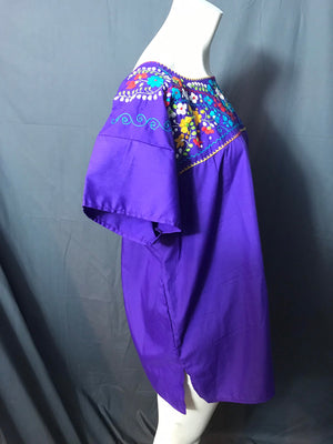 Vintage purple mexican embroidered top blouse xl l