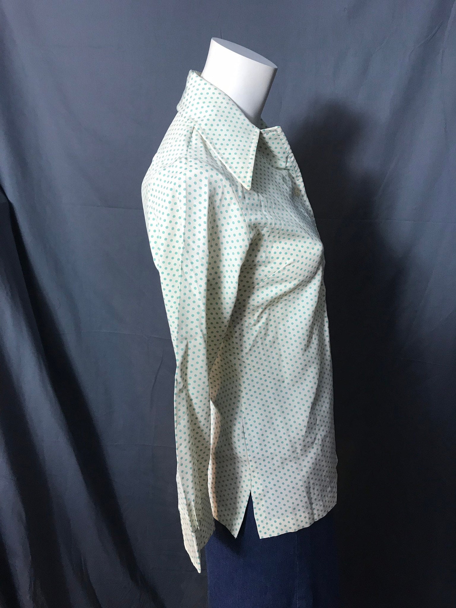 Vintage 1970's Polka dot Blouse Shirt Ellanee 8 M