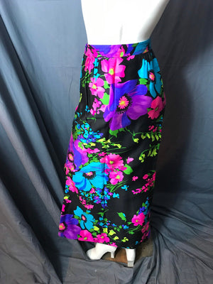 Vintage 1970's 80's Personal Long Bold Floral Skirt S