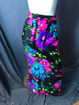 Vintage 1970's 80's Personal Long Bold Floral Skirt S