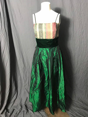 Vintage 1960’s 70’s brocade long taffeta party dress S