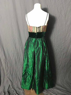 Vintage 1960’s 70’s brocade long taffeta party dress S