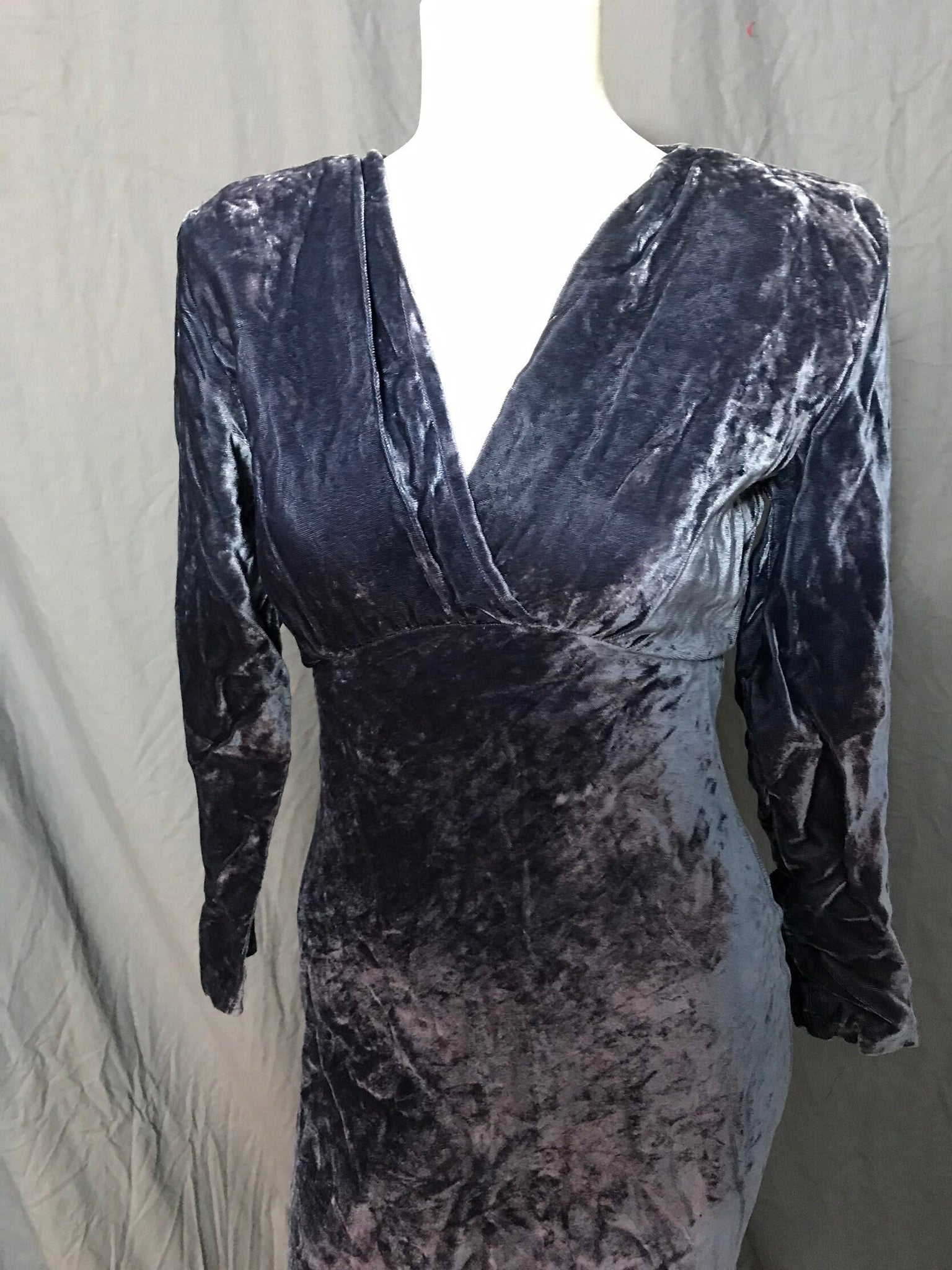 Vintage blue velvet Saks Fifth Avenue velvet fitted dress 4 S