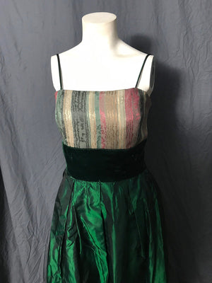 Vintage 1960’s 70’s brocade long taffeta party dress S