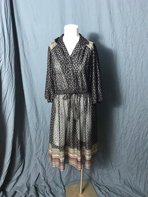 Vintage 1970’s semi sheer boho dress M L