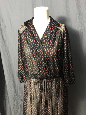 Vintage 1970’s semi sheer boho dress M L