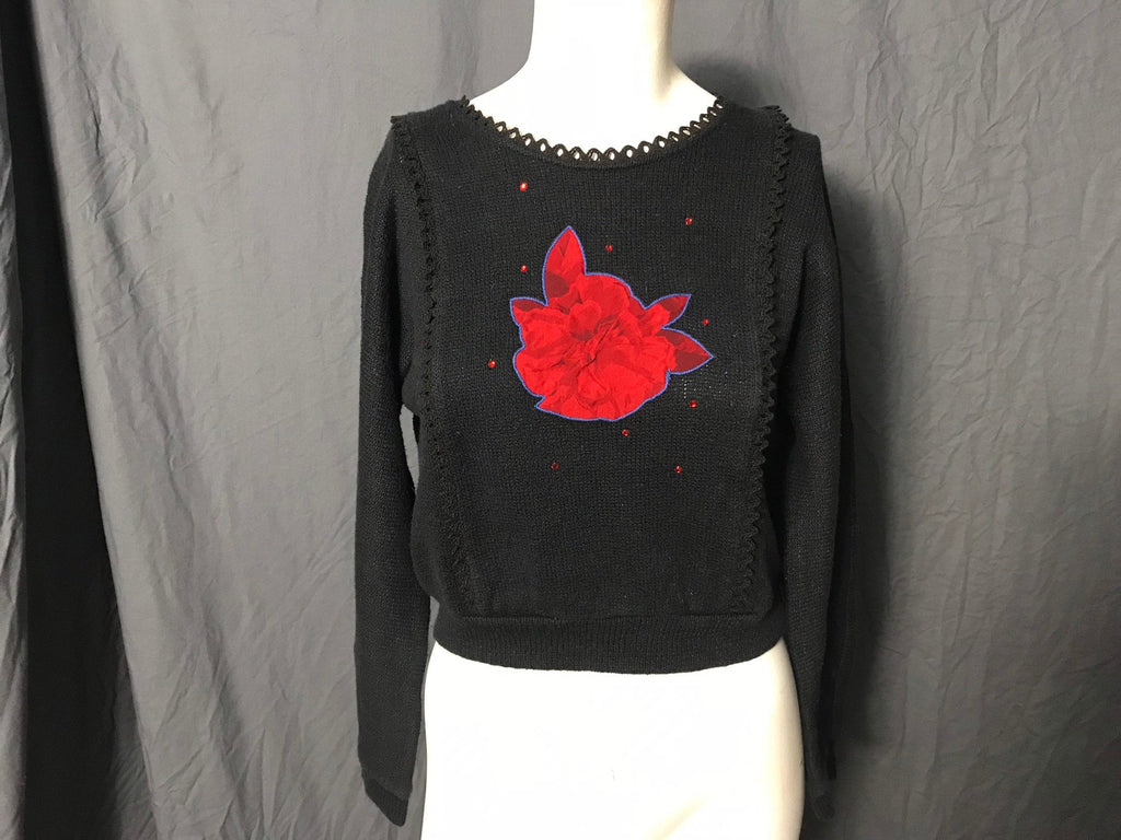 Vintage 1980’s Misty Lane Black Rose sweater 5 S