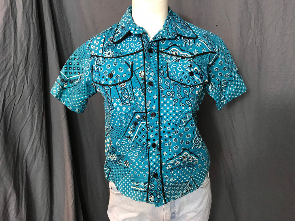 Vintage 70’s cowboy women’s bandana shirt S