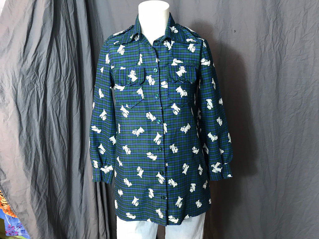 Vintage Scotty dog 1960’s 1970’s blouse S