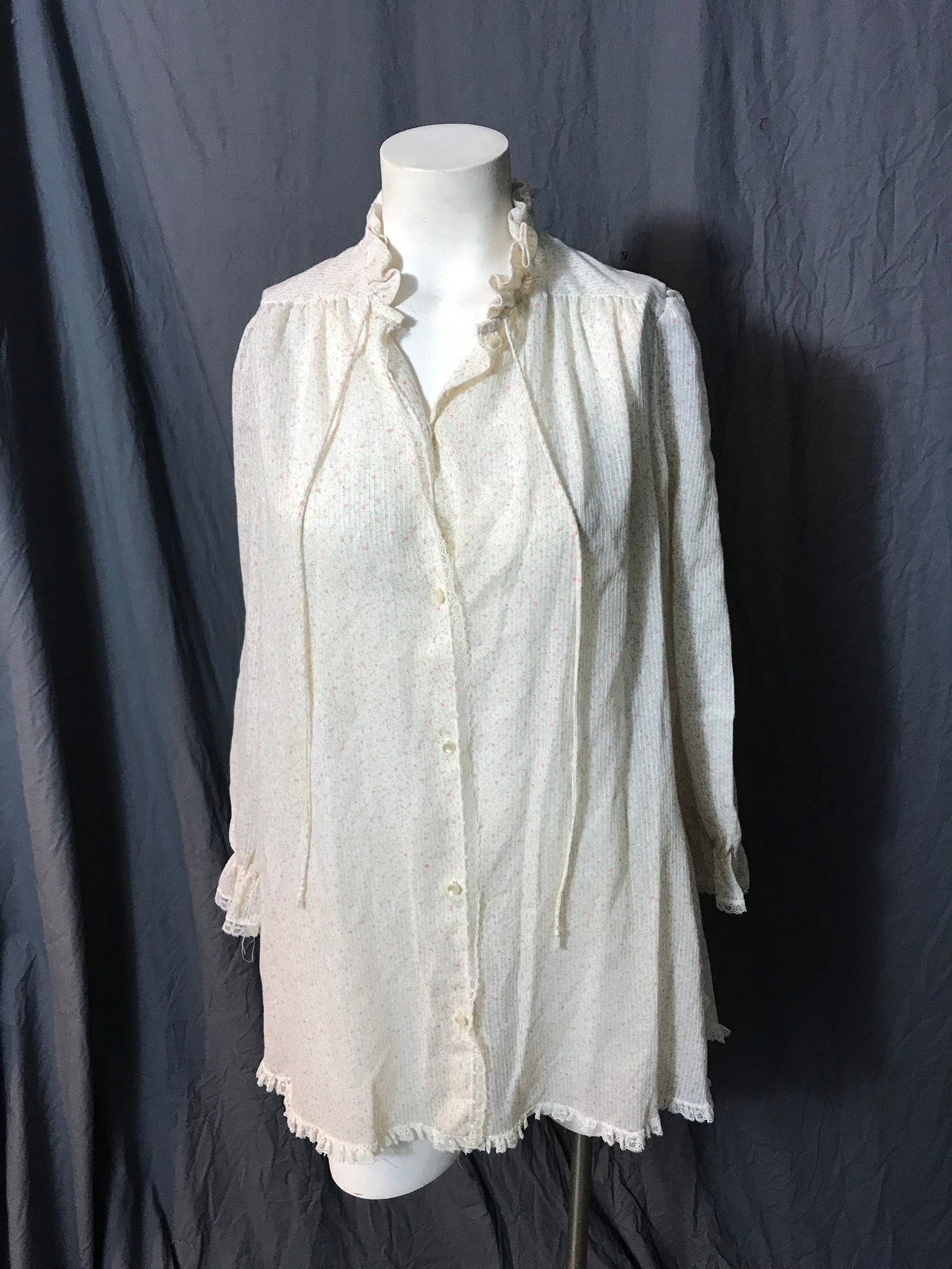 Vintage Mr Jac jr. 70’s flower ruffle shirt tunic M 7