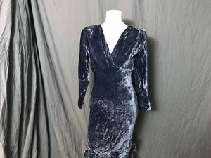 Vintage blue velvet Saks Fifth Avenue velvet fitted dress 4 S