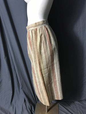 Vintage woven striped skirt w/ lg pocket M