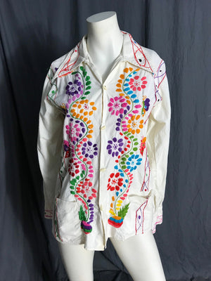 Vintage 70’s embroidered Mexican shirt M/L