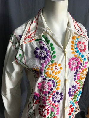 Vintage 70’s embroidered Mexican shirt M/L