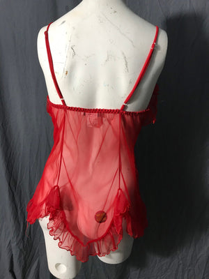 Vintage red lace lingerie top L Seductive Wear